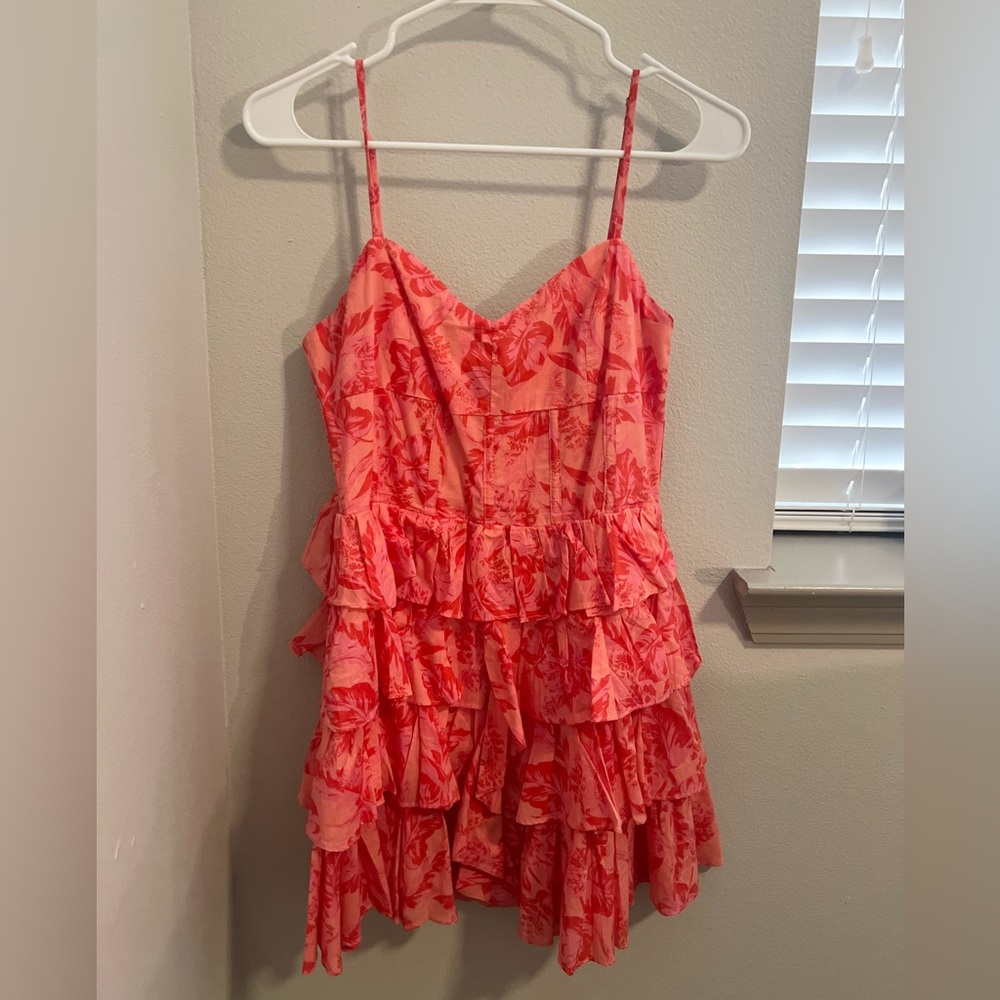 Pink floral ruffle skirt dress!